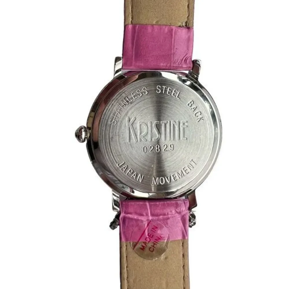 Kristine Womens Quartz Wrist Watch Rhinestone/Charms Pink Japan‎ Movement 8 in